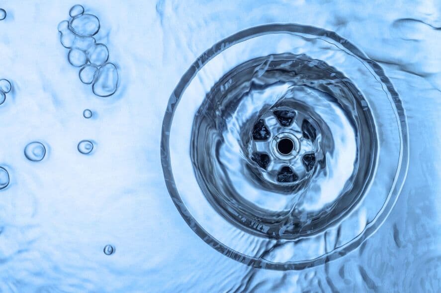 Close-up of a household sink drain